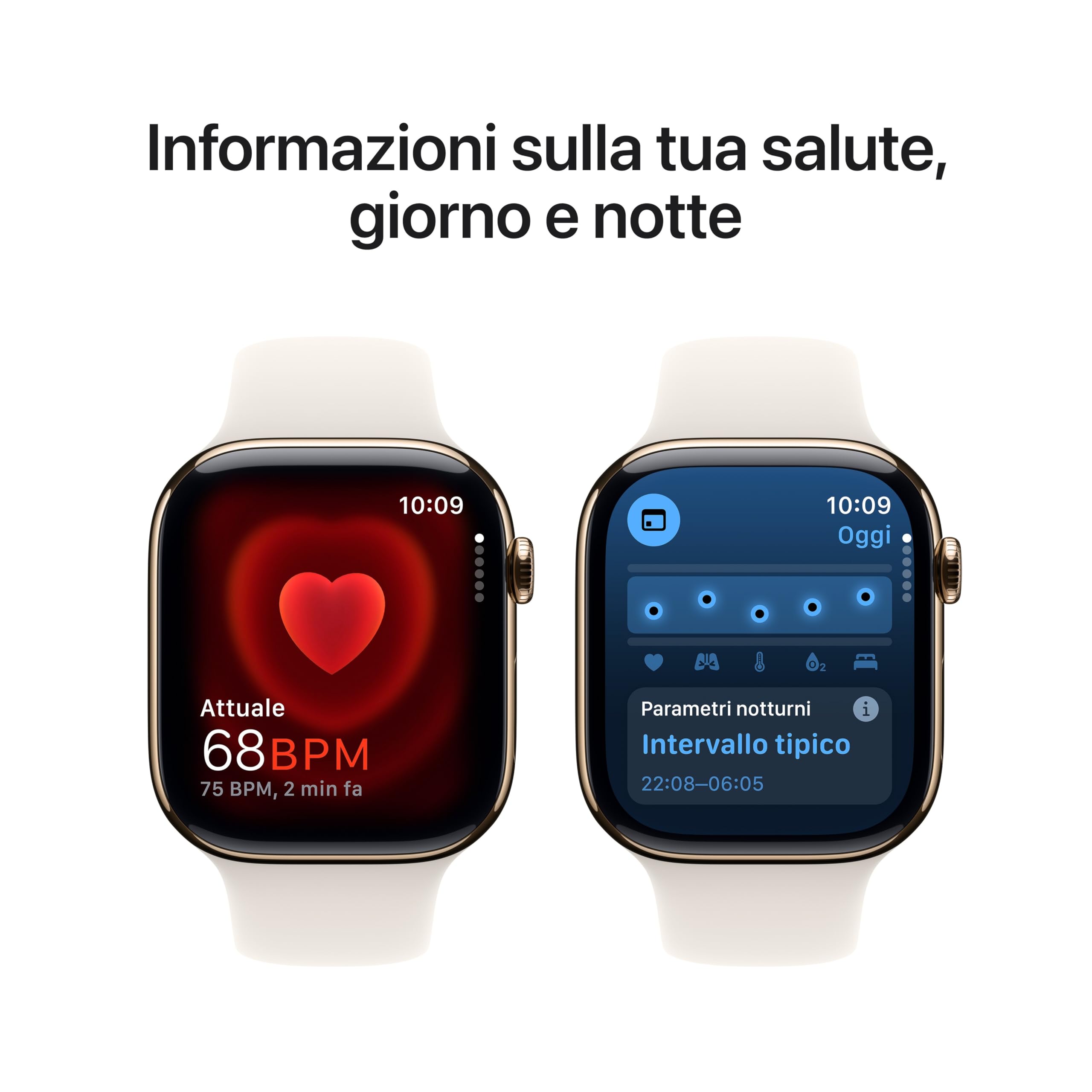 Apple Watch Series 10 GPS + Cellular 46 mm Smartwatch con cassa in titanio color Oro e cinturino Sport Loop Galassia - M/L. Fitness tracker, app ECG, display Retina always-on, Carbon Neutral