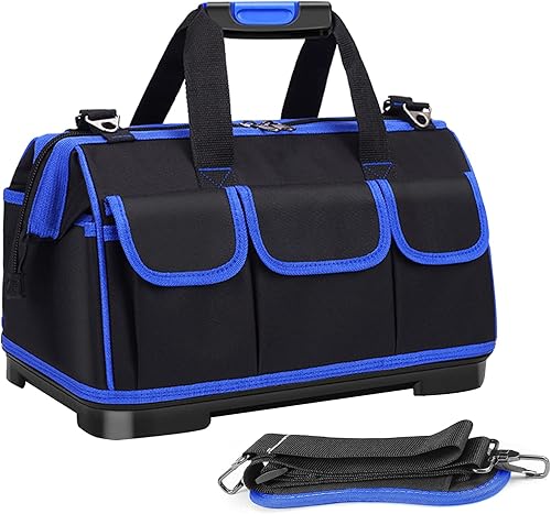 Bolsa de herramientas de 17 pulgadas para hombres, resistente con base moldeada impermeable, bolsa de boca ancha de alta capacidad, bolsas de