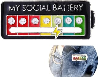 Social Battery Pin for Women My Social Battery Slider Pin for Girl Battery Enamel Pin Interactive Mood Pins Fun Enamel Emotional Pin 7 Days a Week for Kids Teens