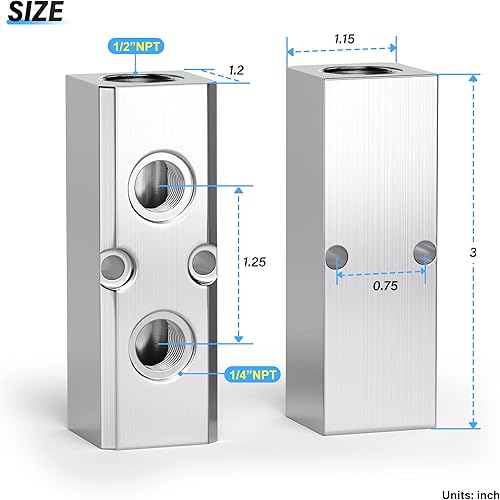 Miniatura 9 de TAILONZ PNEUMATIC 14 "azul 6 vías 9 puertos de derivación neumática bloque de aluminio colector neumático Distribución de aire Distribución de aire