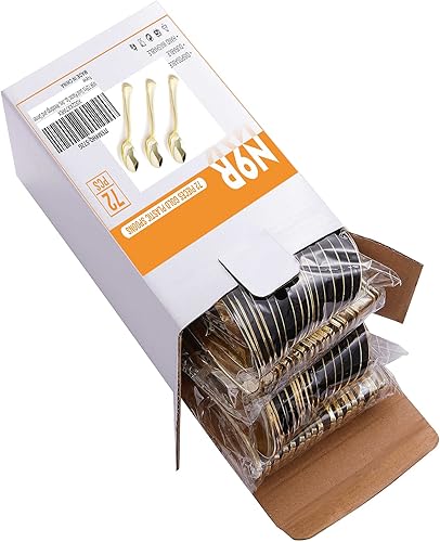 Miniatura 6 de N9R 72 cucharas de plástico doradas, sólidas, duraderas, resistentes, cubiertos de plástico dorado desechables para fiestas, bodas y cenas