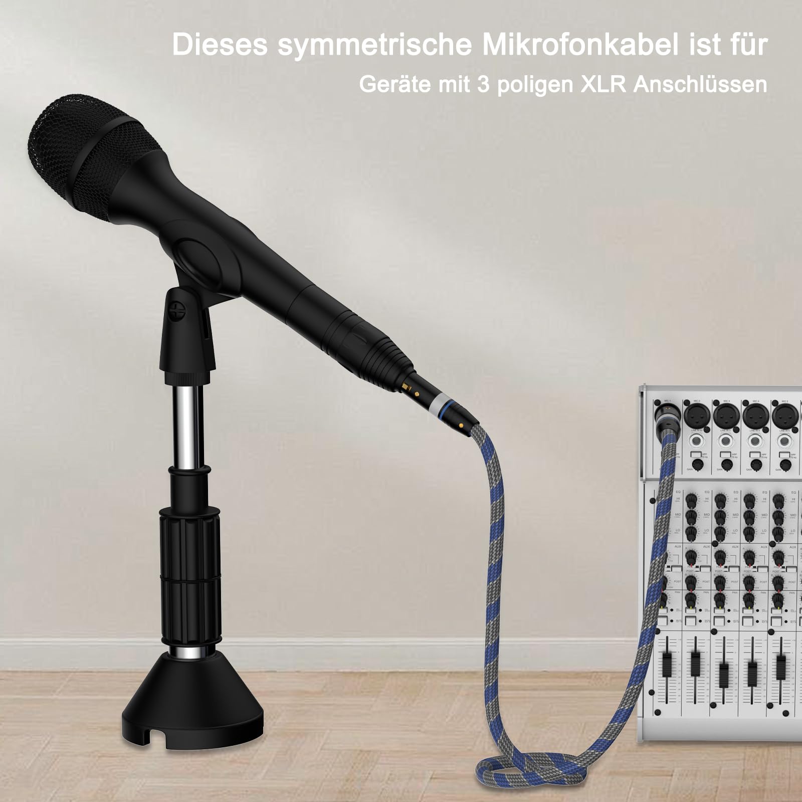 high end Audiophile XLR Kabel, hifi Mikrofonkabel, 3-Pin XLR Stecker auf Buchse Mikrofonkabel für Mikrofon, Verstärker, CD-Spieler,Mischpult, Lautsprecher (2m/6.56ft)
