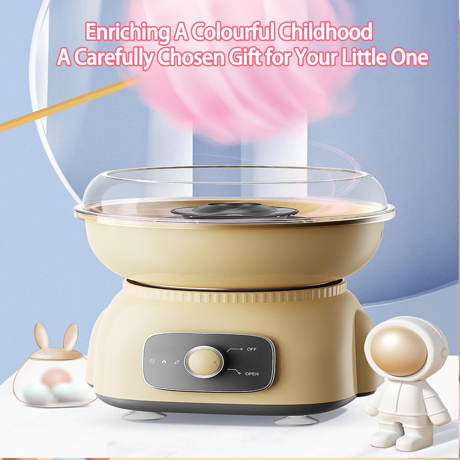 Máquina Eléctrica para Hacer Algodón De Azúcar para Niños De 500 W, Máquina De Algodón De Azúcar De Montaje Propio con Precalentamiento Rápido Y Cabezal De Acero Inoxidable Blue