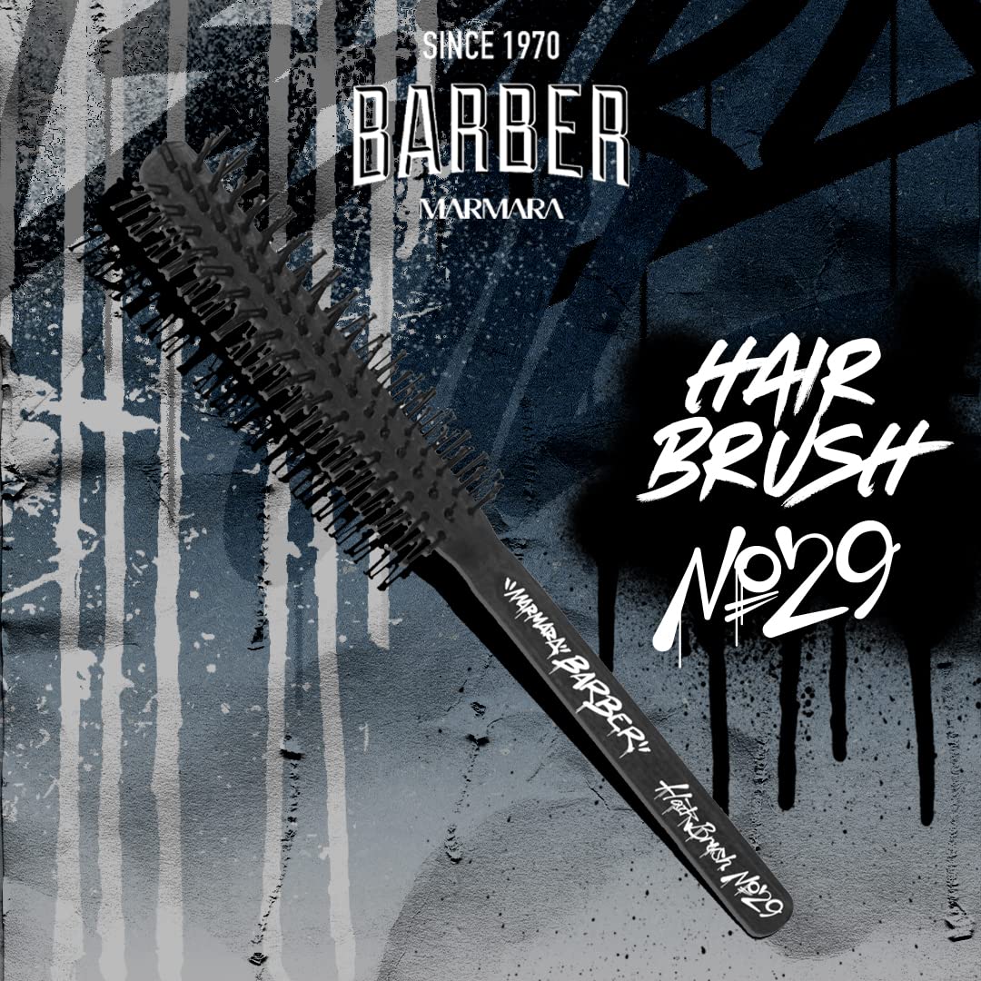 BARBER MARMARA Hair Dryer Brush Styling Brush No. 29 Black, Round Brush, Hair Brush for Men, Beard Brush for Hair Men - Image 2