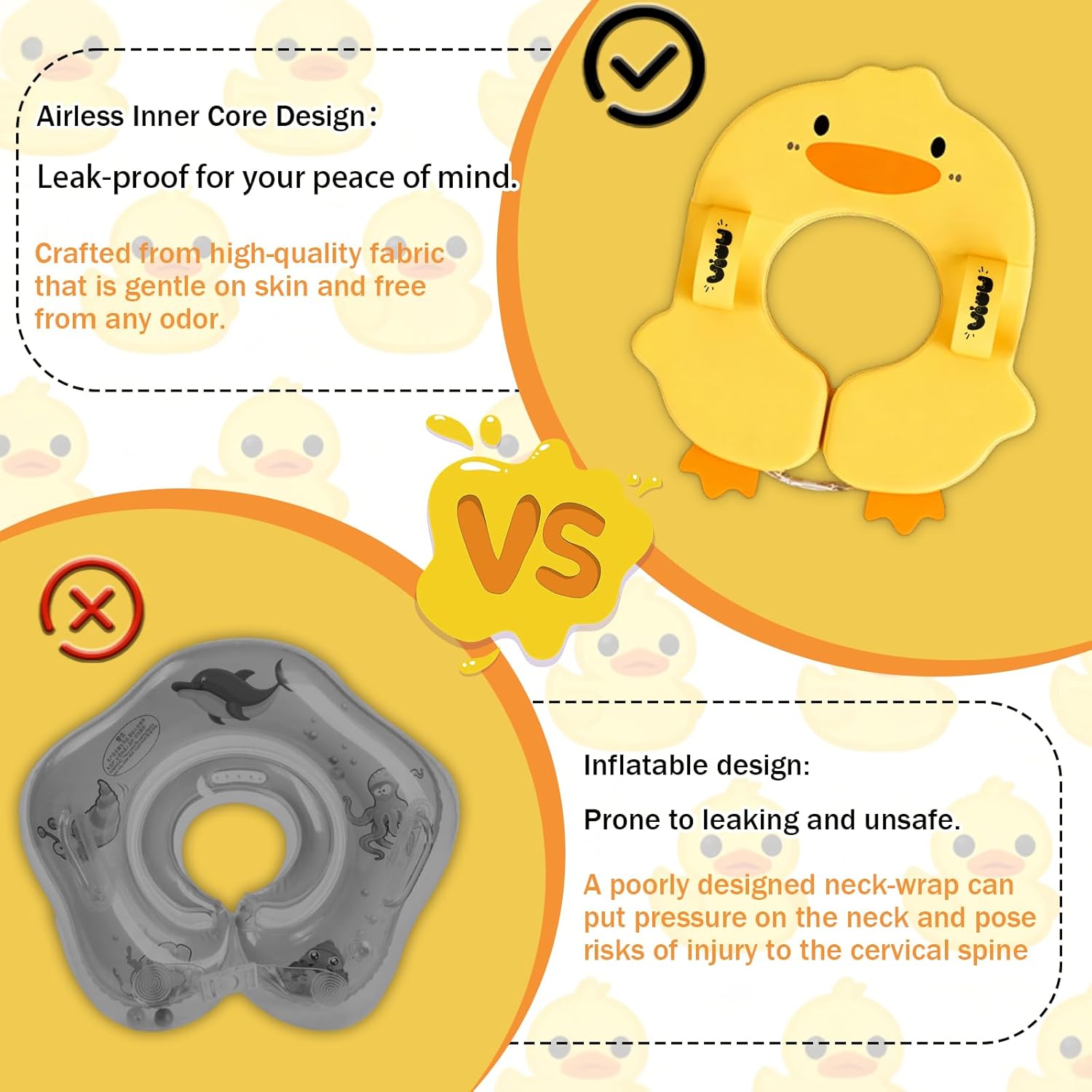 Baby Non-Inflatable Floats, Lightweight Swim Trainer Solid Arm Ring with Anti-Tipping Design Adjustable Pearl Foam for Kids 3-24 Months Infant Pool/Beach Play