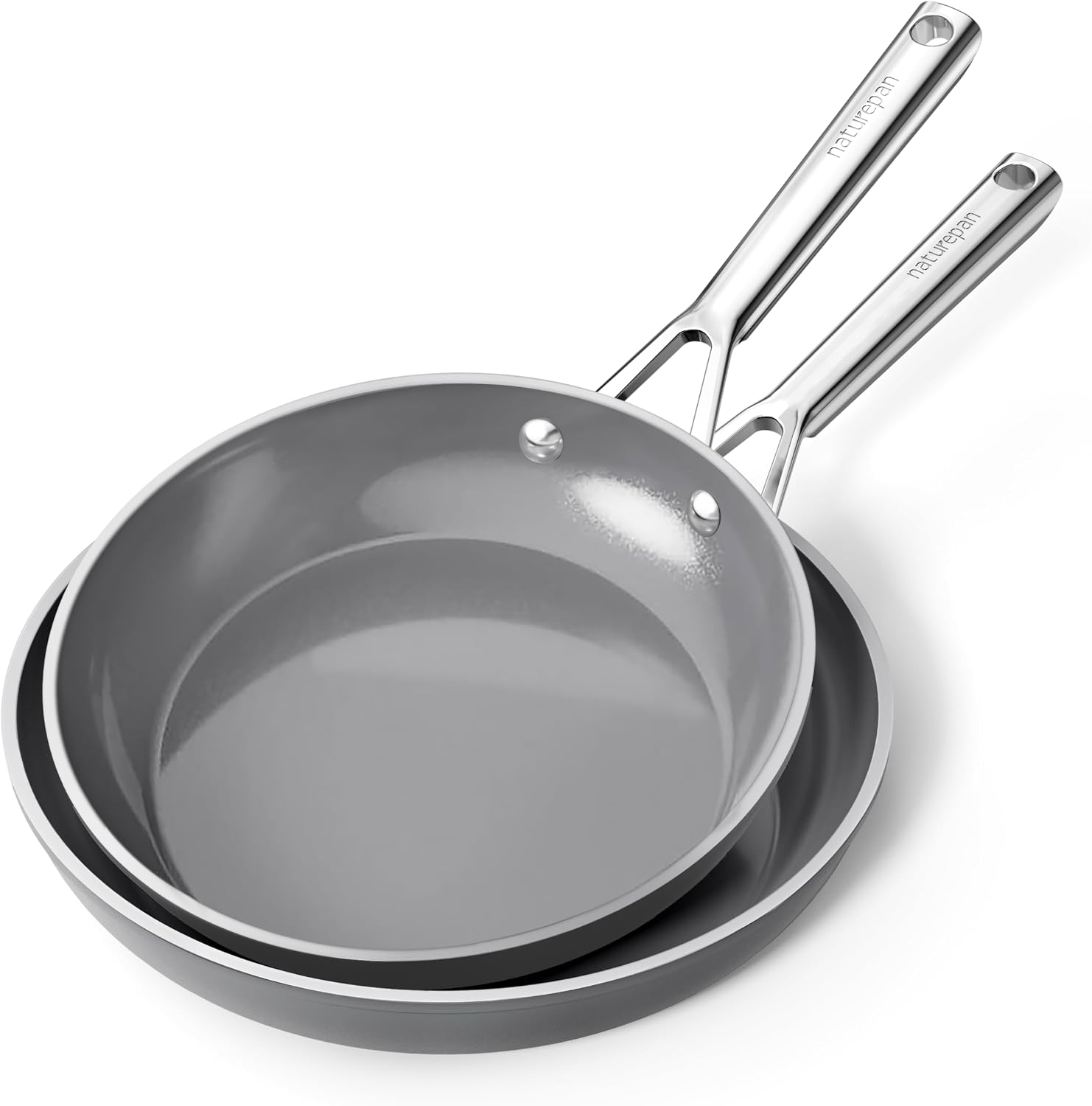 Ceramic Frying Pan 20/24/28cm Non-Stick Pan Set Diamond Titanium Ceramic Coating PTFE-Free PFOA-Free Induction Dishwasher Safe 24 + 28 cm