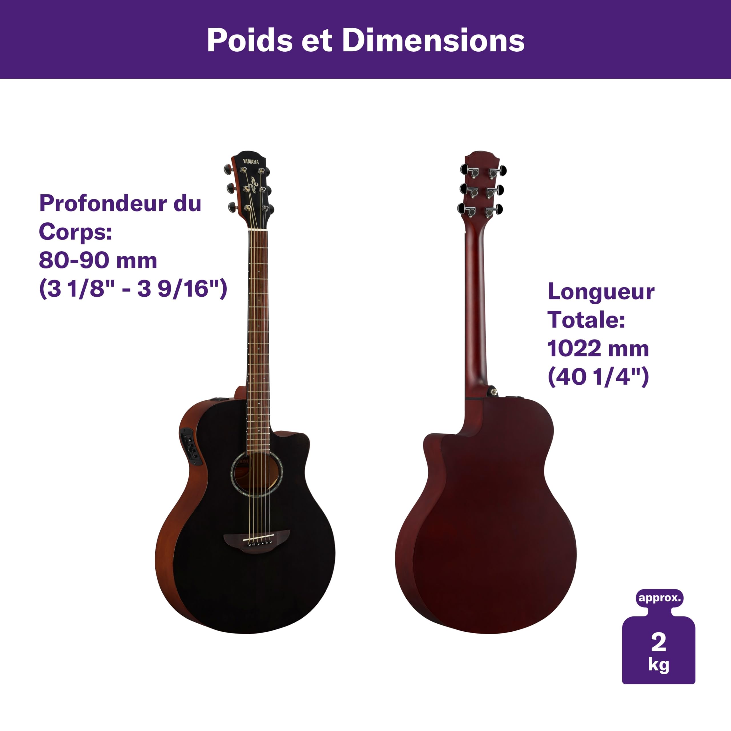 YAMAHA APX600M Guitare Électro-Acoustique – Finition Mate, Caisse Compacte Thinline, Diapason 25”, Table Massive, Système65 avec EQ et Accordeur – Smokey Black