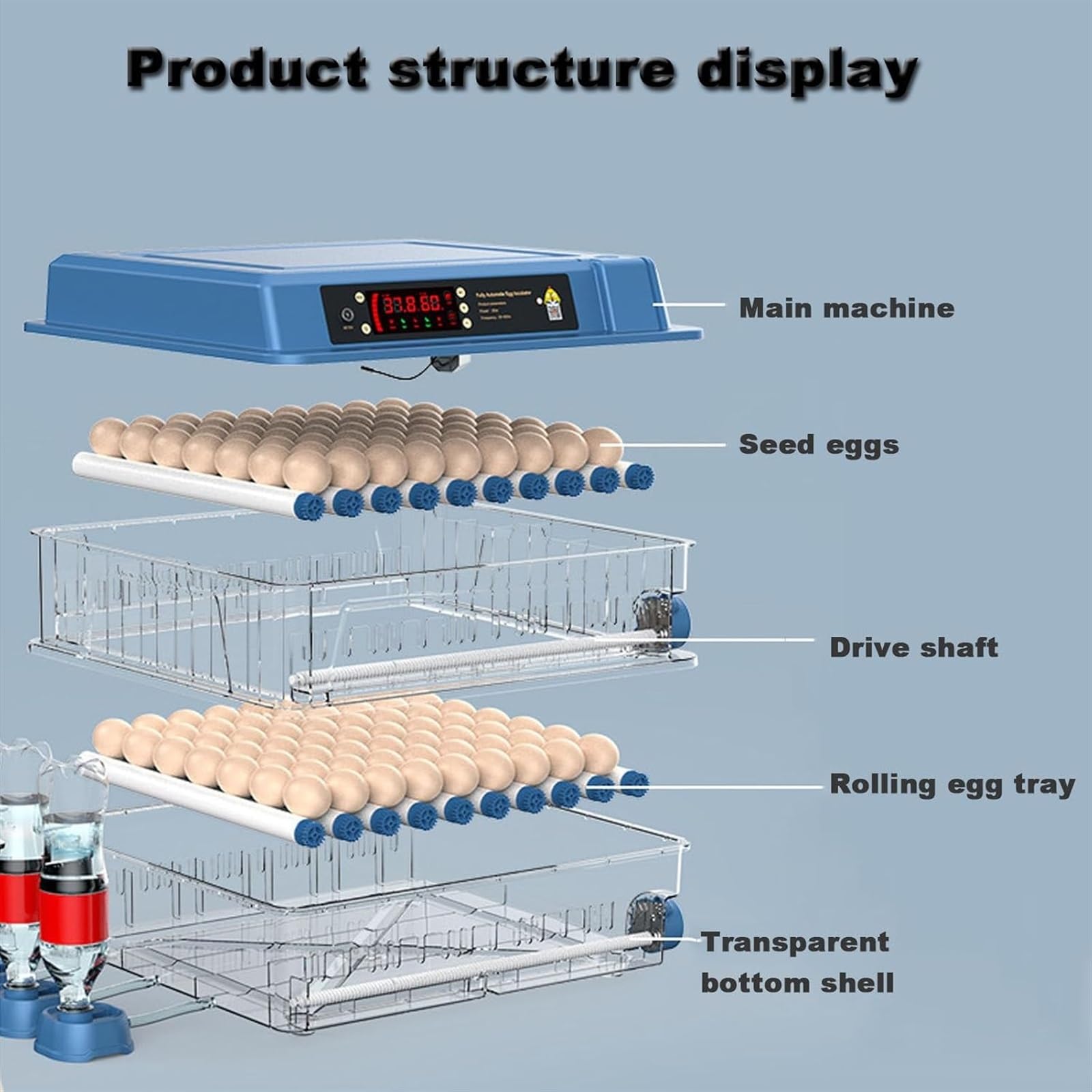 Incubadoras de huevos for incubar huevos, incubadora automática de huevos con giro de huevos, incubadora digital con control de temperatura y humedad, agregar tanque de agua for pollos, patos, pájaros