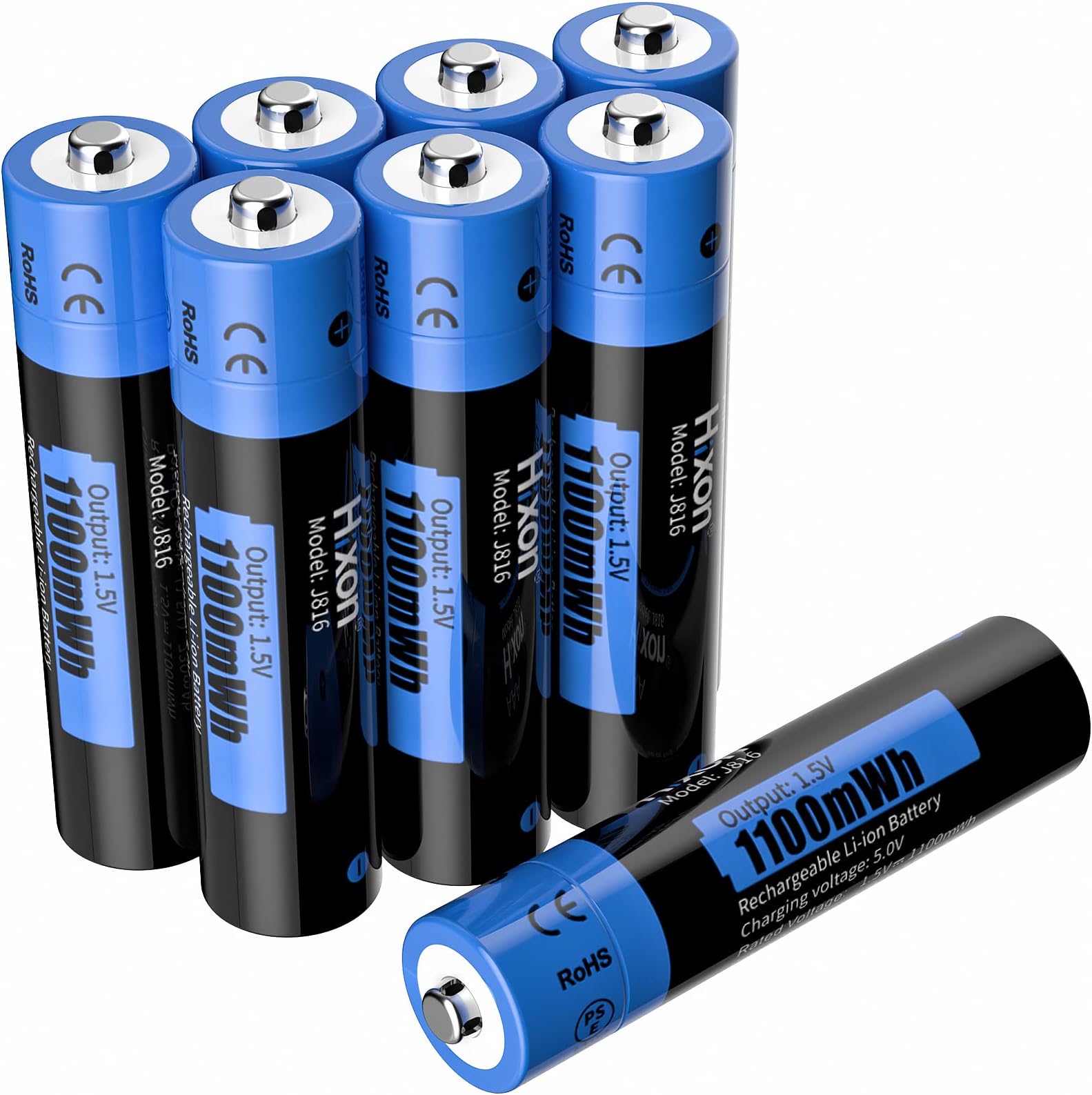 1.5V Rechargeable Lithium AAA Batteries, 8x1100mWh High-Capacity Long-Lasting Triple AAA Li-ion Battery,Fast Charge,Up to 1600 Cycles(8AAA Only)