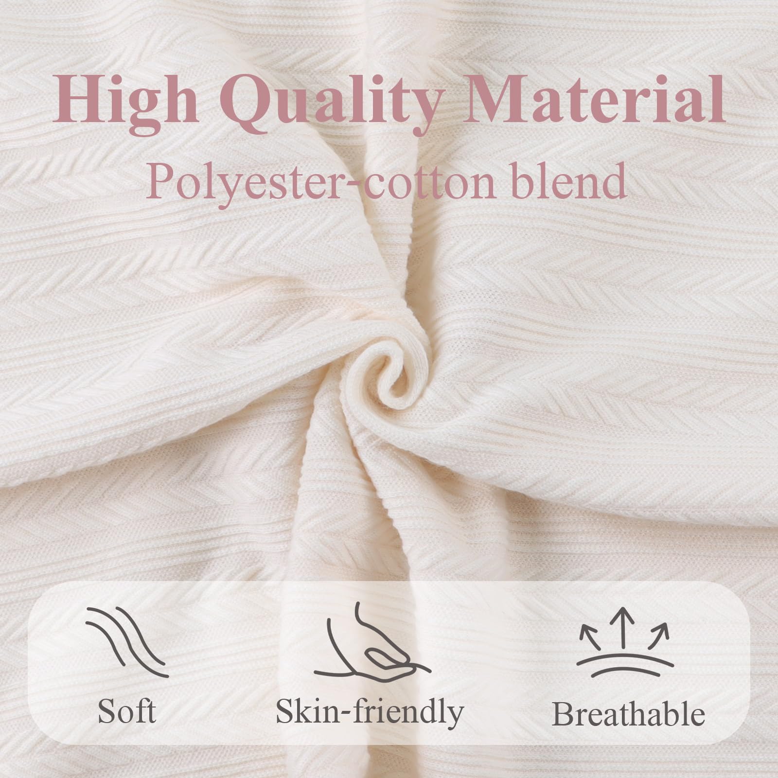 MniJiza Newborn Swaddle Blanket Baby Girls Receiving Blankets with Headband Beanie Hat Set Soft Nursery Swaddle Wrap (Beige) - Image 2