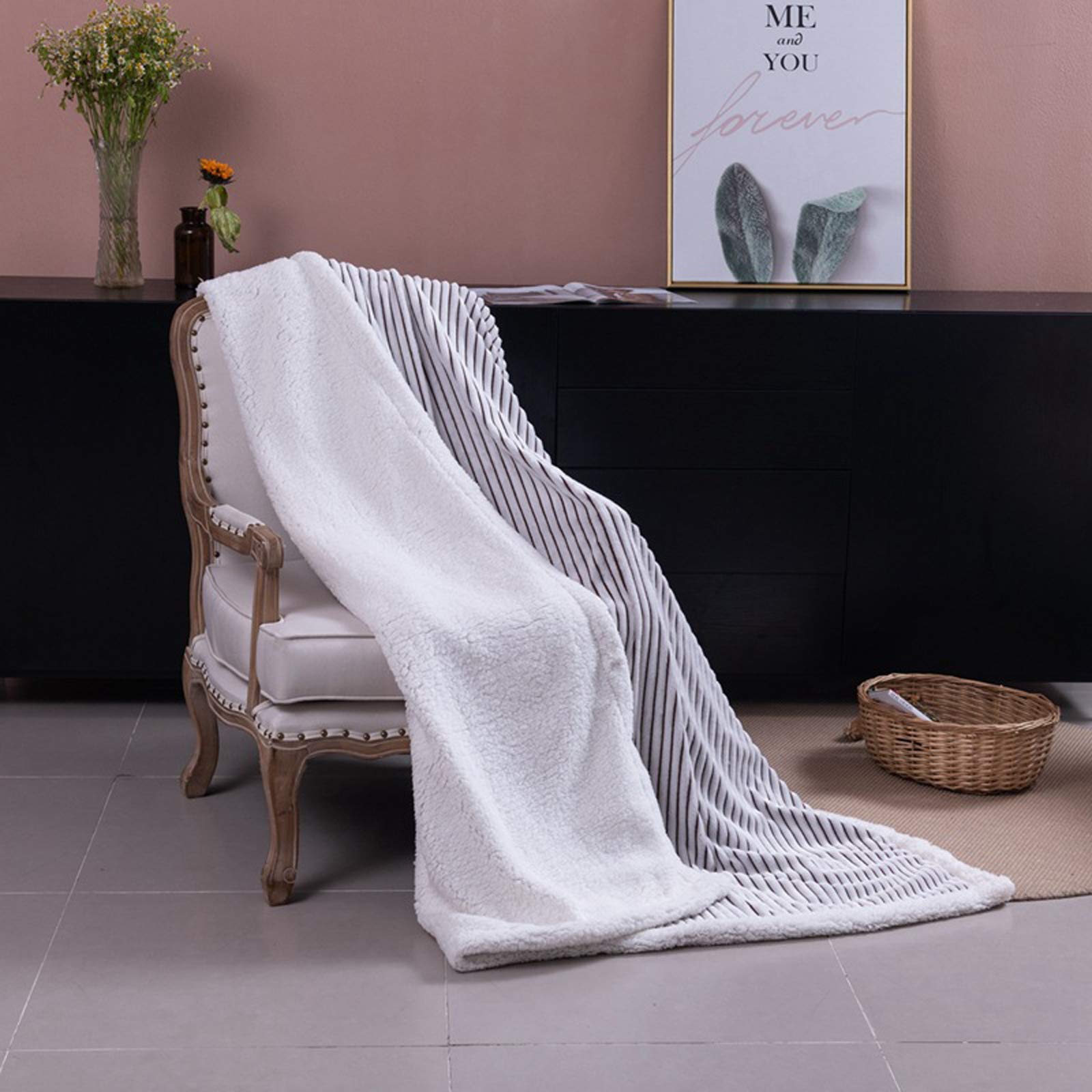 Manta para sofá Sherpa, manta de forro polar súper suave, cálida y esponjosa, reversible, para cama y sofá (150 x 120 cm) 001-150 x 120 cm