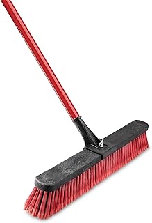 Libman Commercial 24-inch Multi-Surface Clamp Handle Push Broom, Red & Black Bristles, 4/Carton (1189)