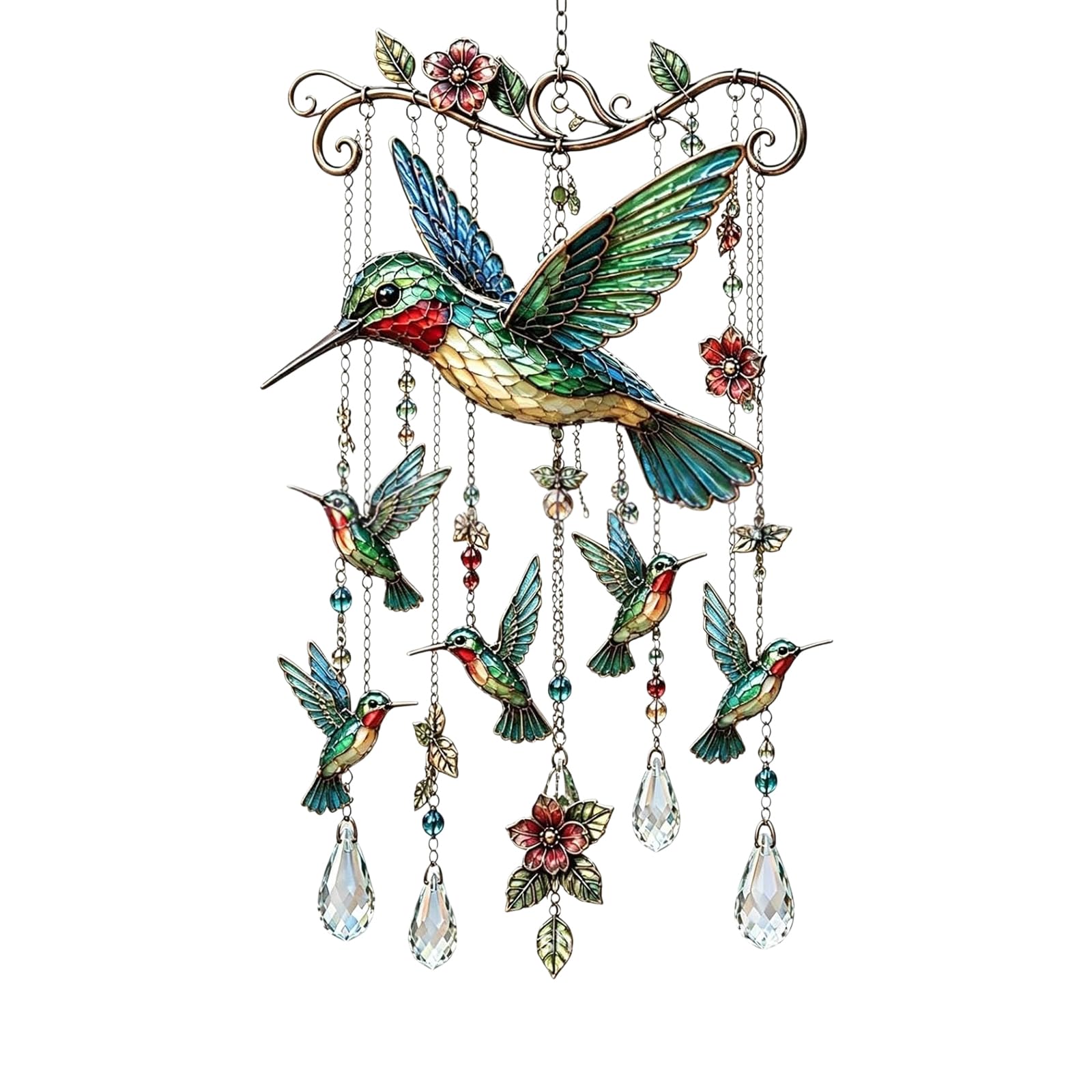 Shntig Hummingbird Crystal Suncatchers Window Hanging Wind Chimes Garden Sun Catchers With Crystal Rainbow Makers Indoor Outdoor Decors Rainbows Makers Sun Catchers Window