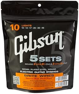 Gibson Gear SVP-700L Brite Wires 5 Set Electric Guitar Strings, 10-.046