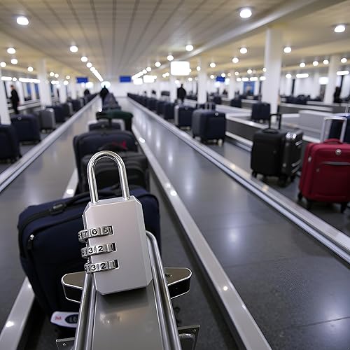 Miniatura 2 de Cerraduras de equipaje portátiles de plata 3 dígitos combinación candados número código cerraduras para portátil, candados de combinación