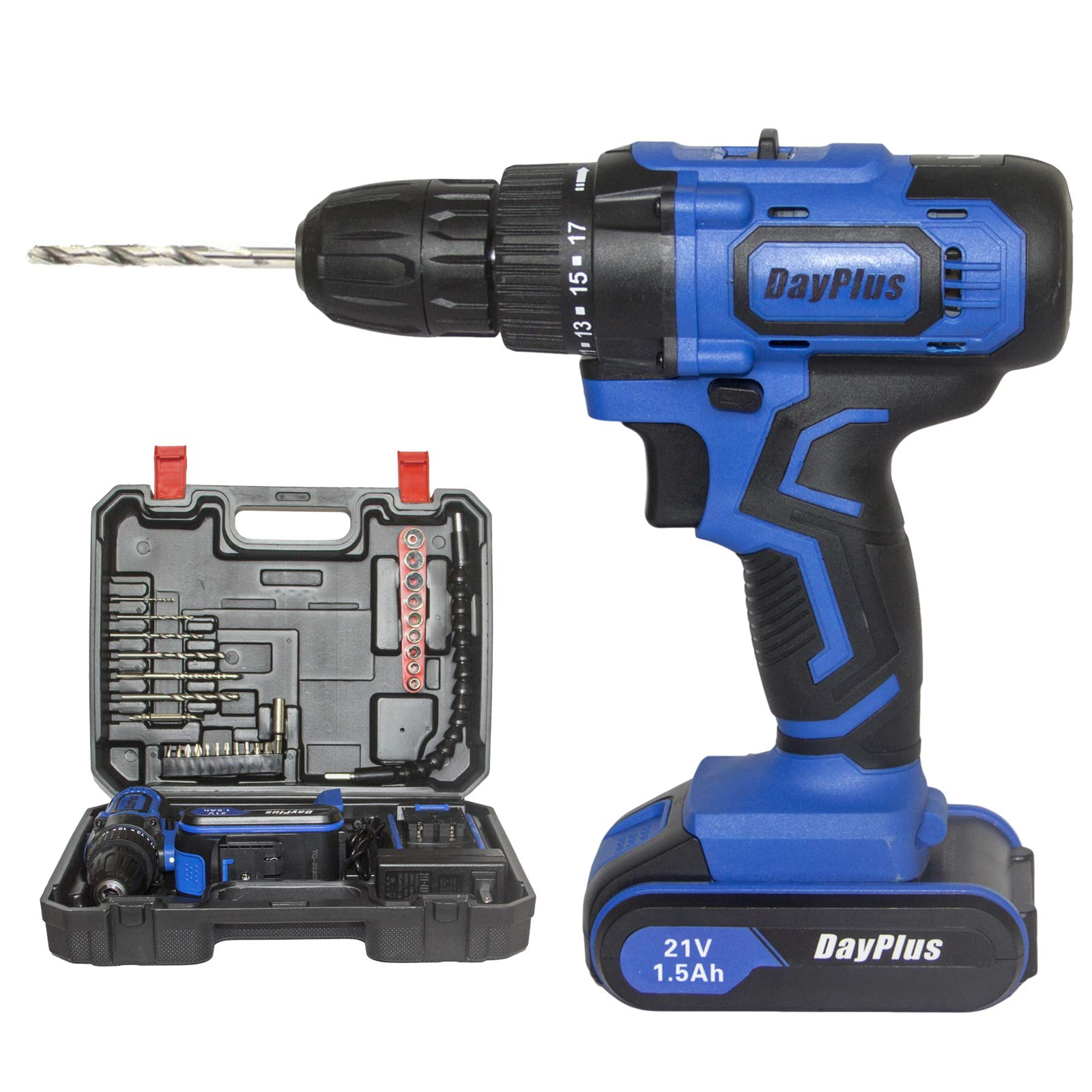Cordless Drill, 21V Power Drill/Driver Set w/ 3/8'' Keyless Chuck, 398 in-lbs Torque, 25+1 Torque Setting, 2 Variable Speed, 29pcs Drill Bits, Battery & Charger, Electric Drill for Home DIY