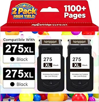 PG-275 XL High Yield Replaced for Canon 275 Black Ink TS3722 TS3700 TR4720 | TR4700 TR4722 TS3522 TS3500 Pixma Printer Ink 275 275XL Premium Upgraded Chip PG-275 Black Ink Cartridge