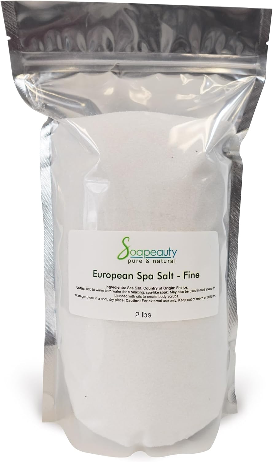 Soapeauty European Spa Salt Fine Grain | Pure Natural Sea Salt | Bath Soak, Body & Face Scrub, Spa Skincare, Salt Soap Making | 5 lbs