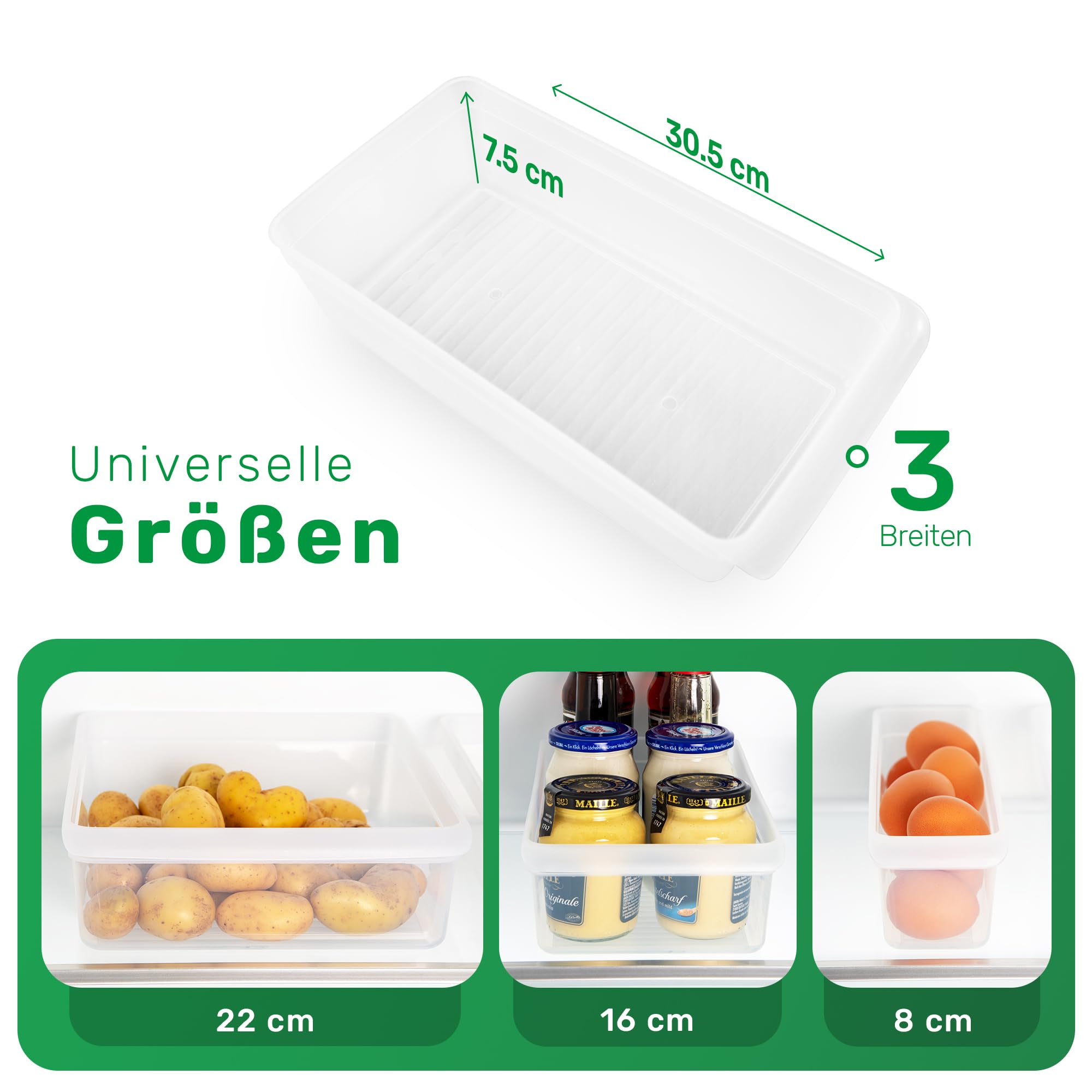 Novaliv Kühlschrank 6er Set Organizer Kühlschrank Klein + Mittel + Groß BPA-frei Küchenordnung küchenorganizer Kühlschrankorganizer Lebensmittelecht FFlaschen Organizer Ablagefach Kühlschrankfach