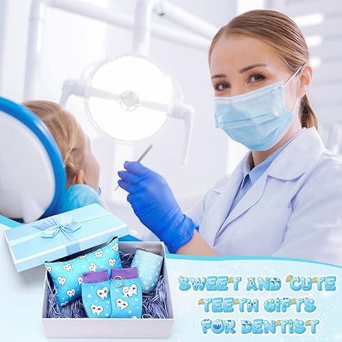 Miniatura 2 de Sliner 4 piezas de regalos de dientes dentales para mujeres, lindos dientes, vasos de vino de 12 onzas, bolsa de cosméticos, llavero en forma de