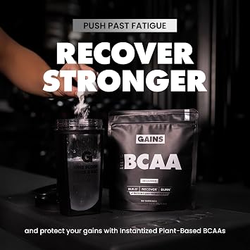 Gains in Bulk BCAA Powder, Amino Acids, Unflavored, 90 Servings