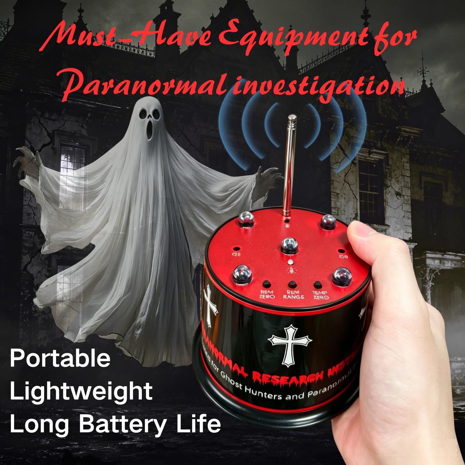 Equipo avanzado de investigación paranormal para caza de fantasmas con detección de temperatura EMF y ATDD, detector de fantasmas mejorado con 5 niveles de sensibilidad, calibración automática, 40-60