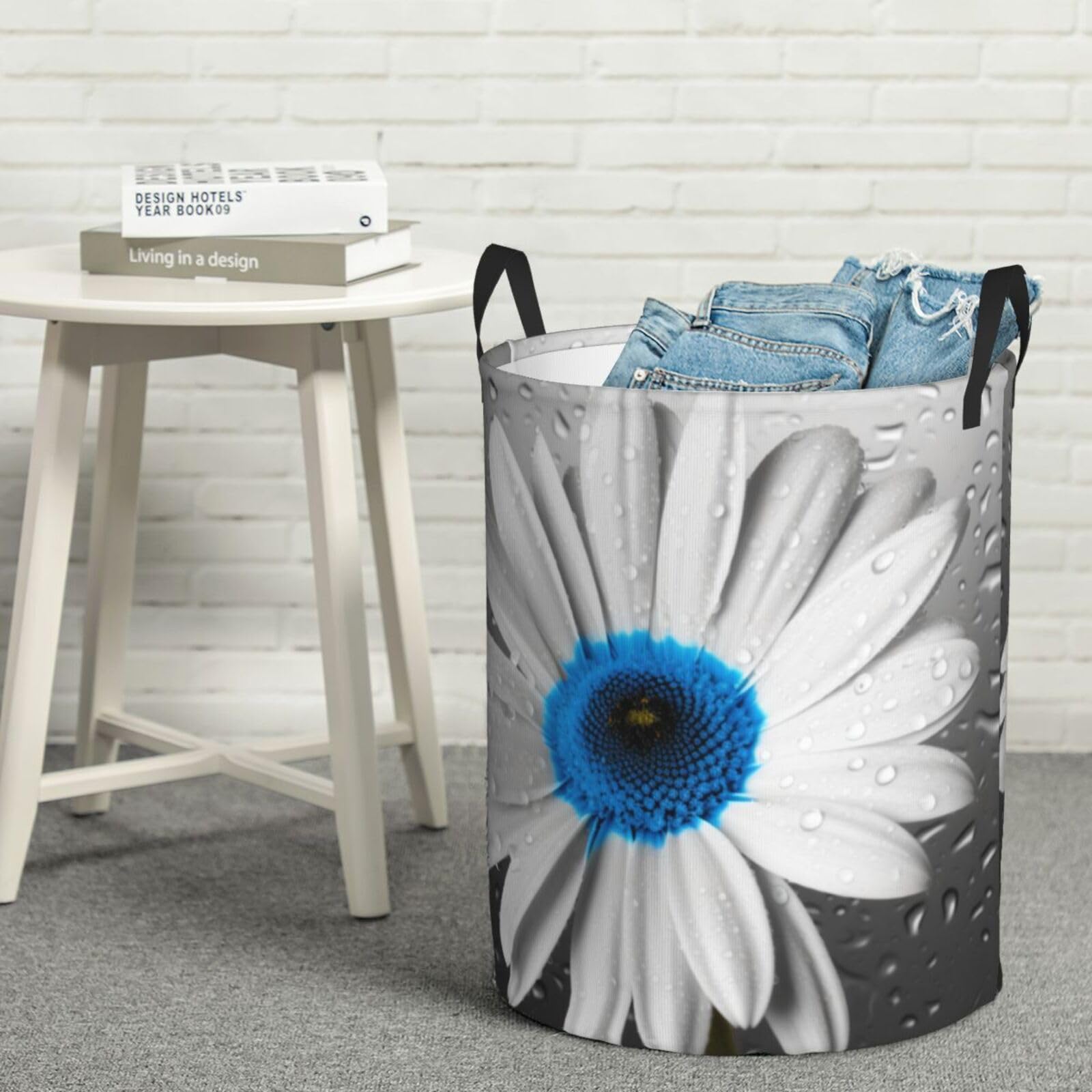 Panier à linge autonome pliable M blanc et bleu grand sac étanche