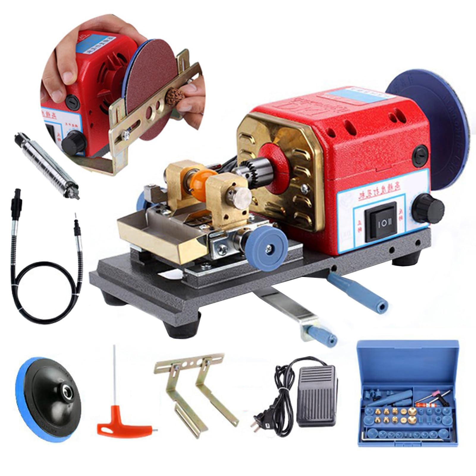 FHRKA 680W Pearl Drilling Machine,Bead Driller Full Set,Bidirectional Spindle Design,Driller Full Set Drill Holder for Shell Coral Amber Stone Jewelry Tools