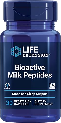 Life Extension Péptidos de leche bioactivos – Promueven la relajación y un sueño saludable – Sin gluten, sin OMG – 30 cápsulas vegetarianas