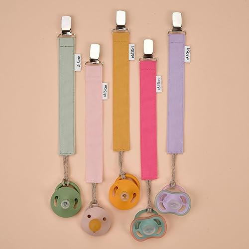 Correa para chupete de bebé, clip para chupete de 100% algodón, hecho a mano, ligera y resistente a desgarros (paquete de cinco soportes para