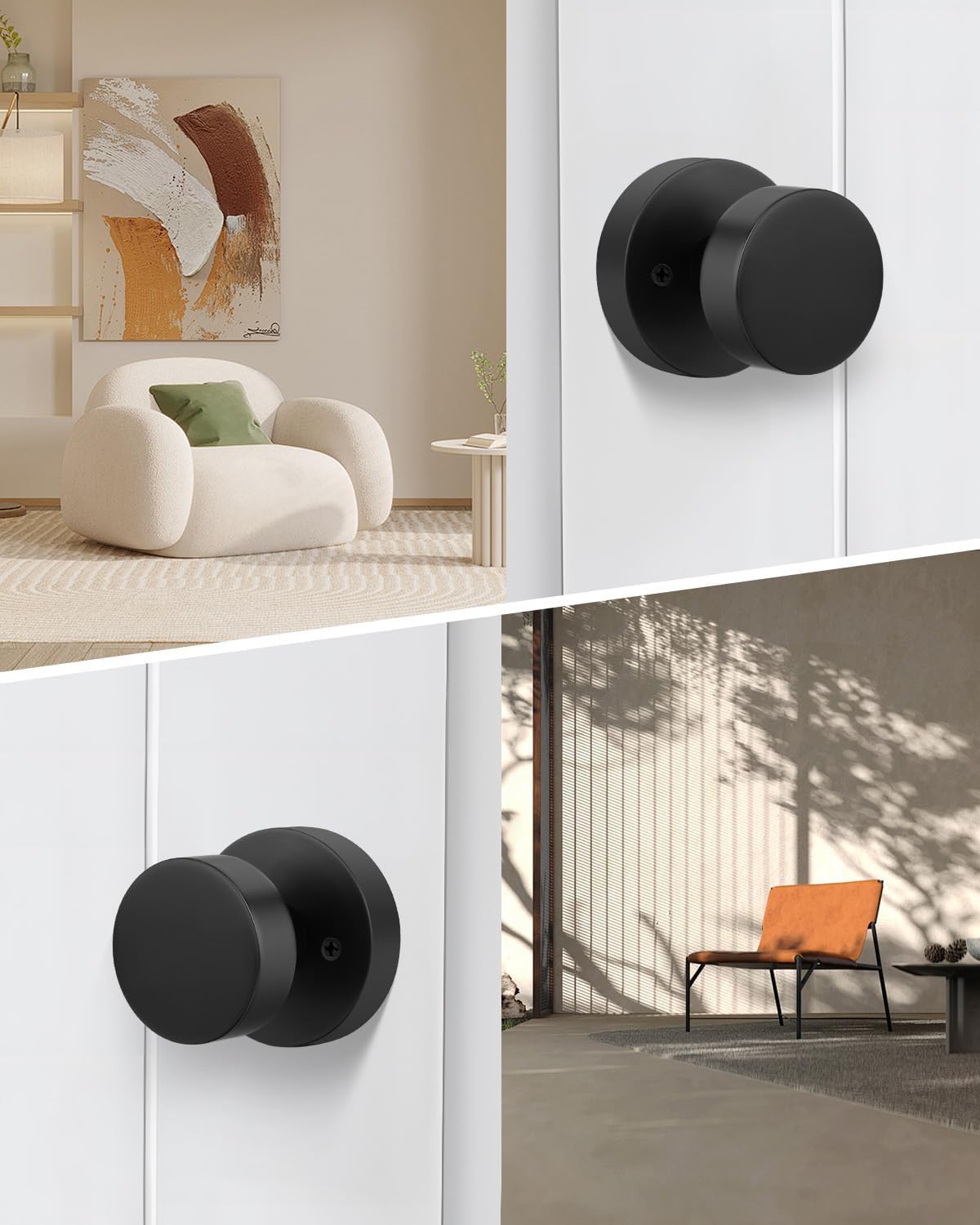 Matte Black Dummy Door Knobs - 6 Pack -8