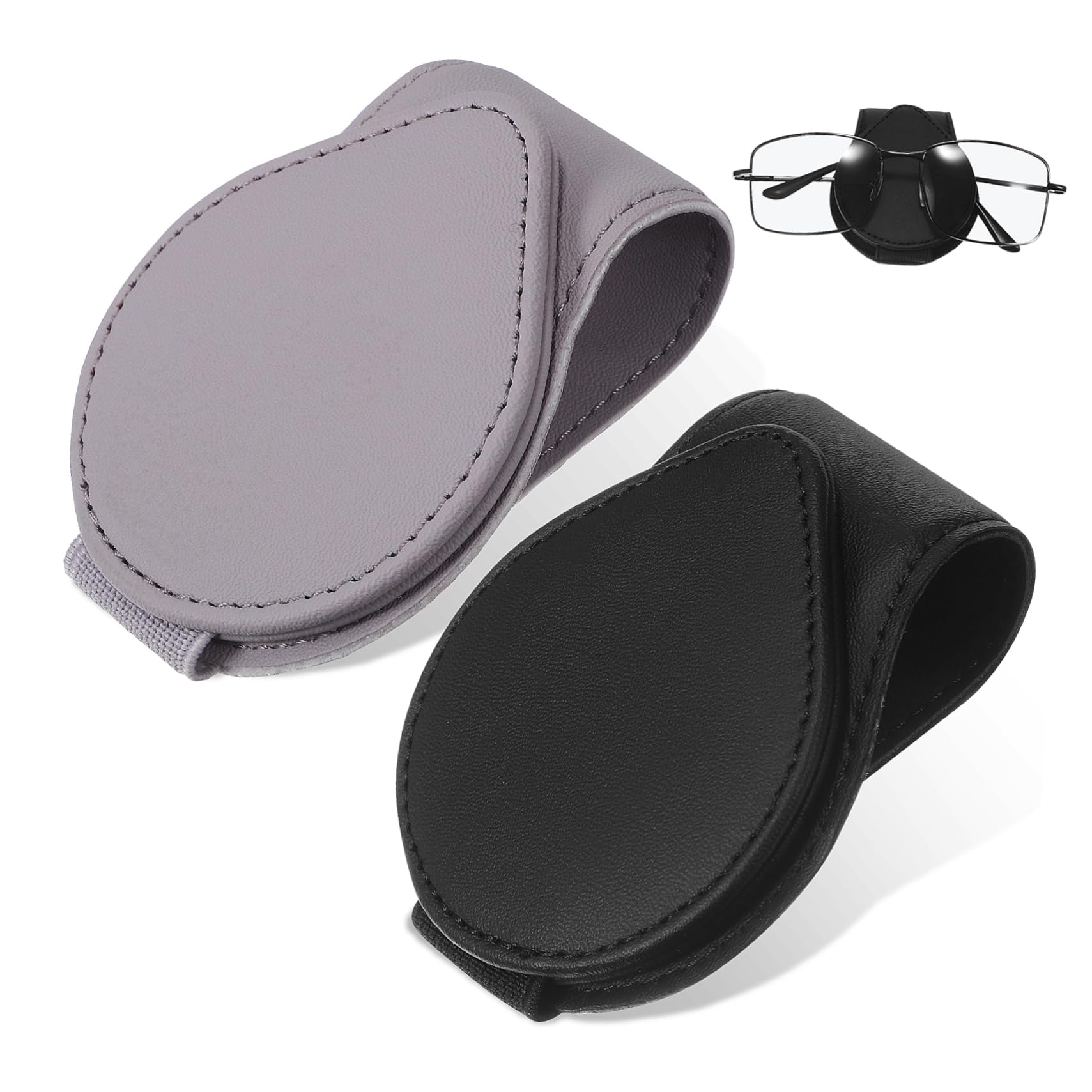 SOLUSTRE 6stücke Magnetischer Brillenhalter Aus Pu-Leder Für Auto Sonnenbrillen Und Kartenclip Für Sonnenblende Für Eyewear Und Tickets