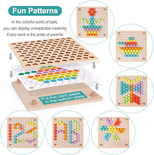 Miniatura 5 de Juguete de madera para niños, juguetes para niños para 3 años, tablero Montessori, educación temprana de motricidad fina, palillos de reconocimiento