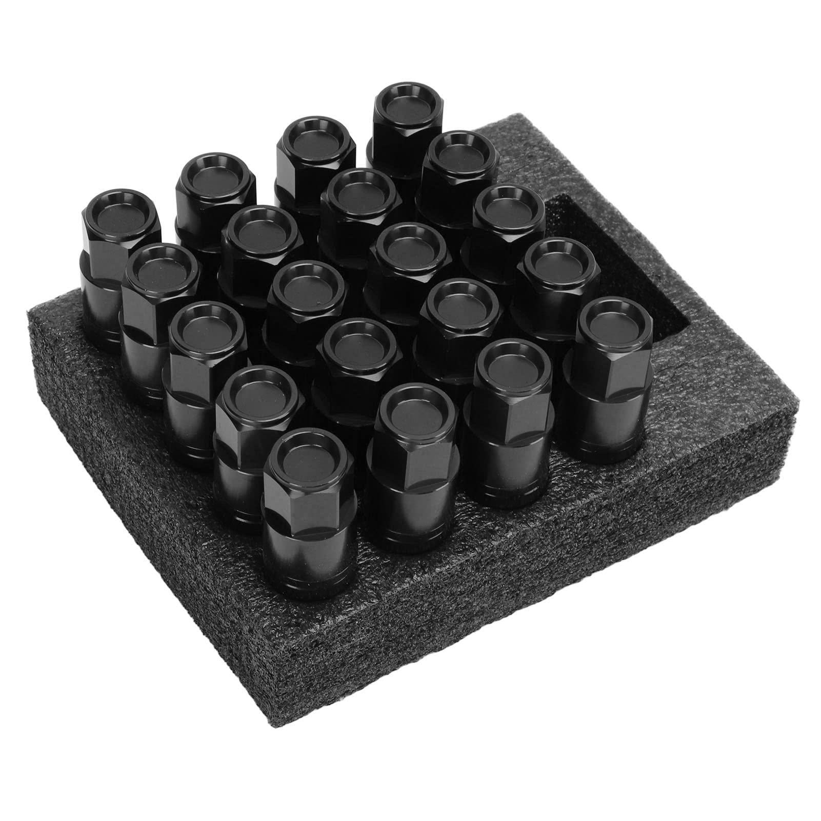 Wysokiej jakości śruby do kół stożkowych 35CrMo, 20 sztuk bolców do kół sześciokątnych 17 mm M14 x 1,5, klasa jakości 12,9 do samochodów, uniwersalne zastosowanie z długim (BLACK)