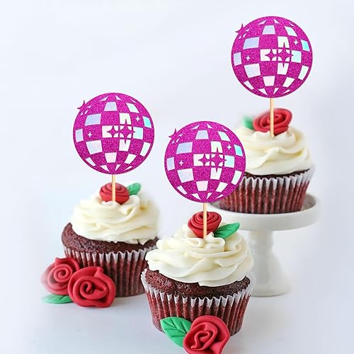 Miniatura 9 de Keaziu 24 piezas de decoración de cupcakes de cantante musical, populares selecciones de cupcakes para fiesta temática de discoteca fiesta de