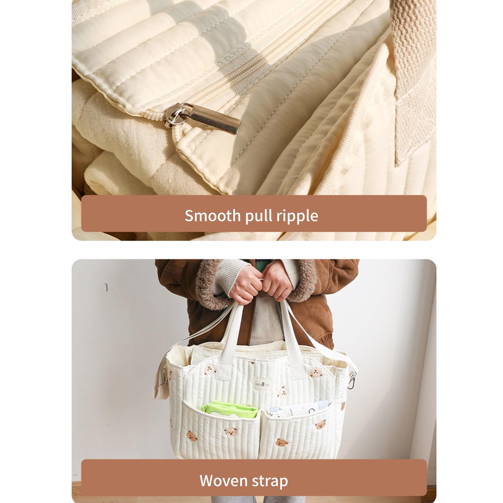 Borsa per pannolini leggera borsa a tracolla grande capacità mamma a tracolla impermeabile a più scomparti borsa facile da pulire