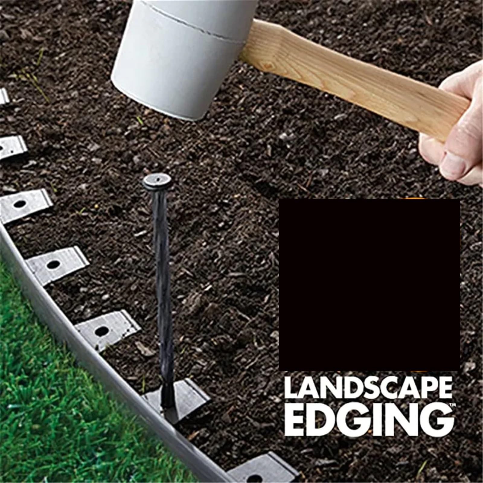 Rasenkante Flexibler Landschaftseinfassungssatz for den Garten, Rasengras, Zaungürtel, Kunststoffeinfassung, Rand, Gartenterrasse, Begrünungsgürtel mit Pfählen(Black)