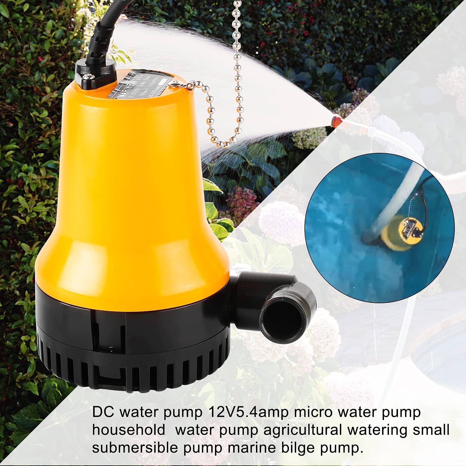 Pompe submersible DC 12 v 60 W 3600 L / h pour bateau de bassin avec câble de 1,3 m