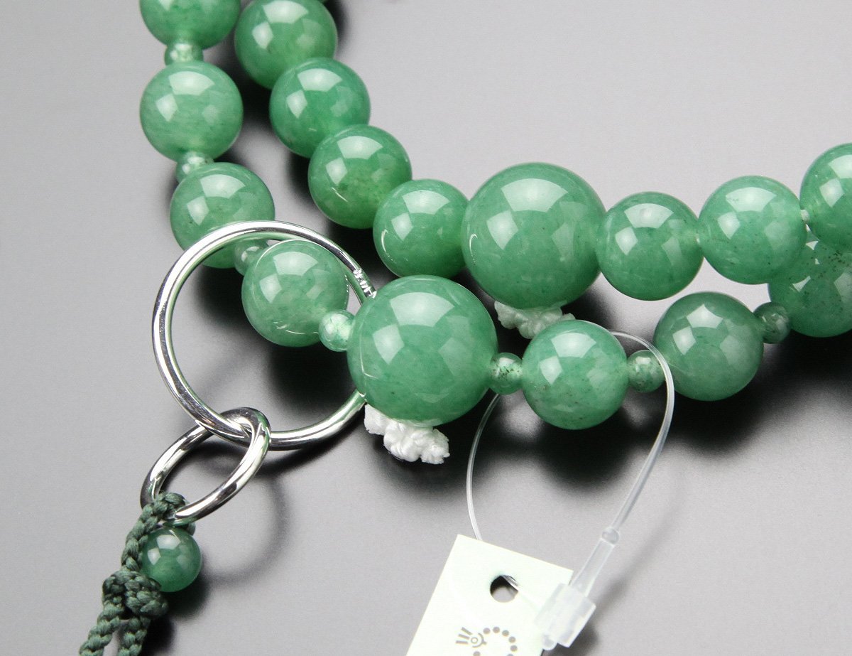 御念珠　インド翡翠 Amazon｜念珠ドットコム 浄土宗 数珠 男性用 三万浄土 印度翡翠 本銀輪