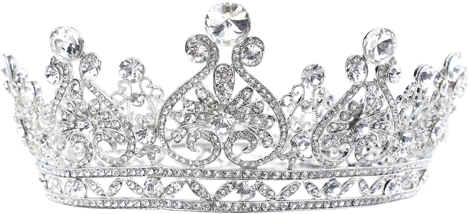PATKAW Bridal Tiara Hair Accessory Crown Silver Baroque Rhinestone Wedding Headpiece for Women European Style Vintage Bridal Hair Ornament
