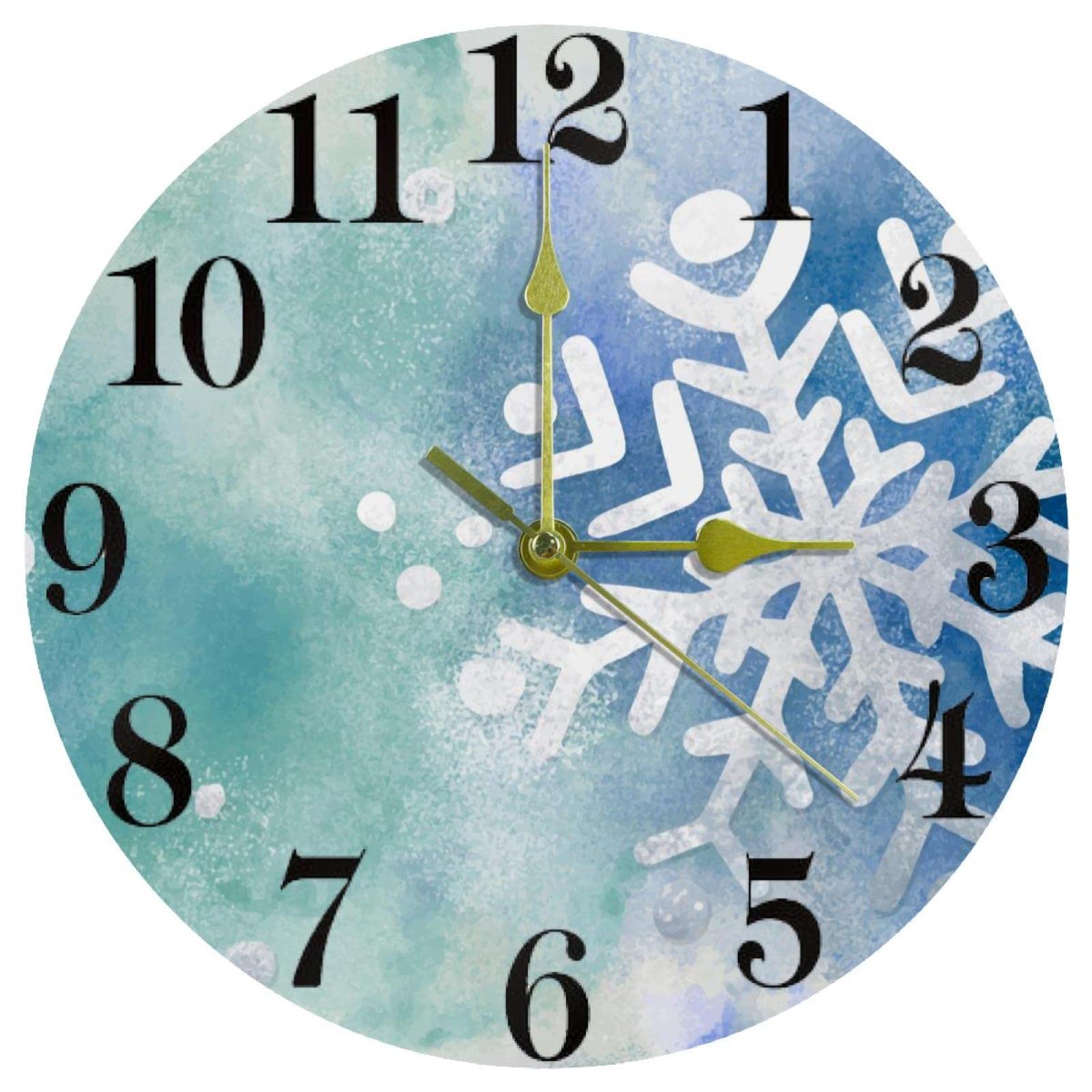 Horloge murale silencieuse ronde flocon de neige contre le bruit nocturne