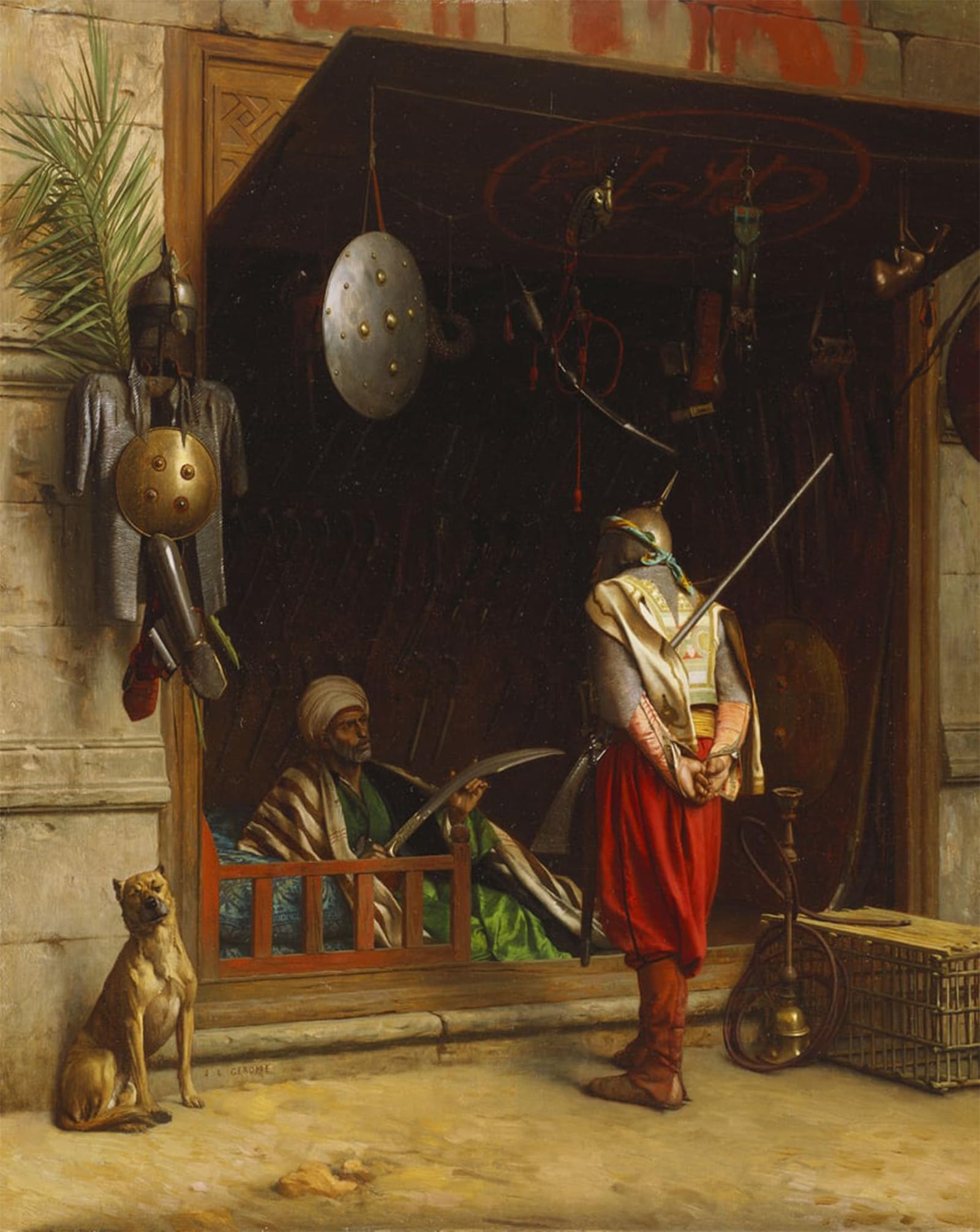 ARTXLXXBN Famous Prints Artwork Pictures Poster Painting Art the Arms Market in Cairo by Jean Leon Gerome Artwork Landscape Pictures for Home Decor 60x90cm