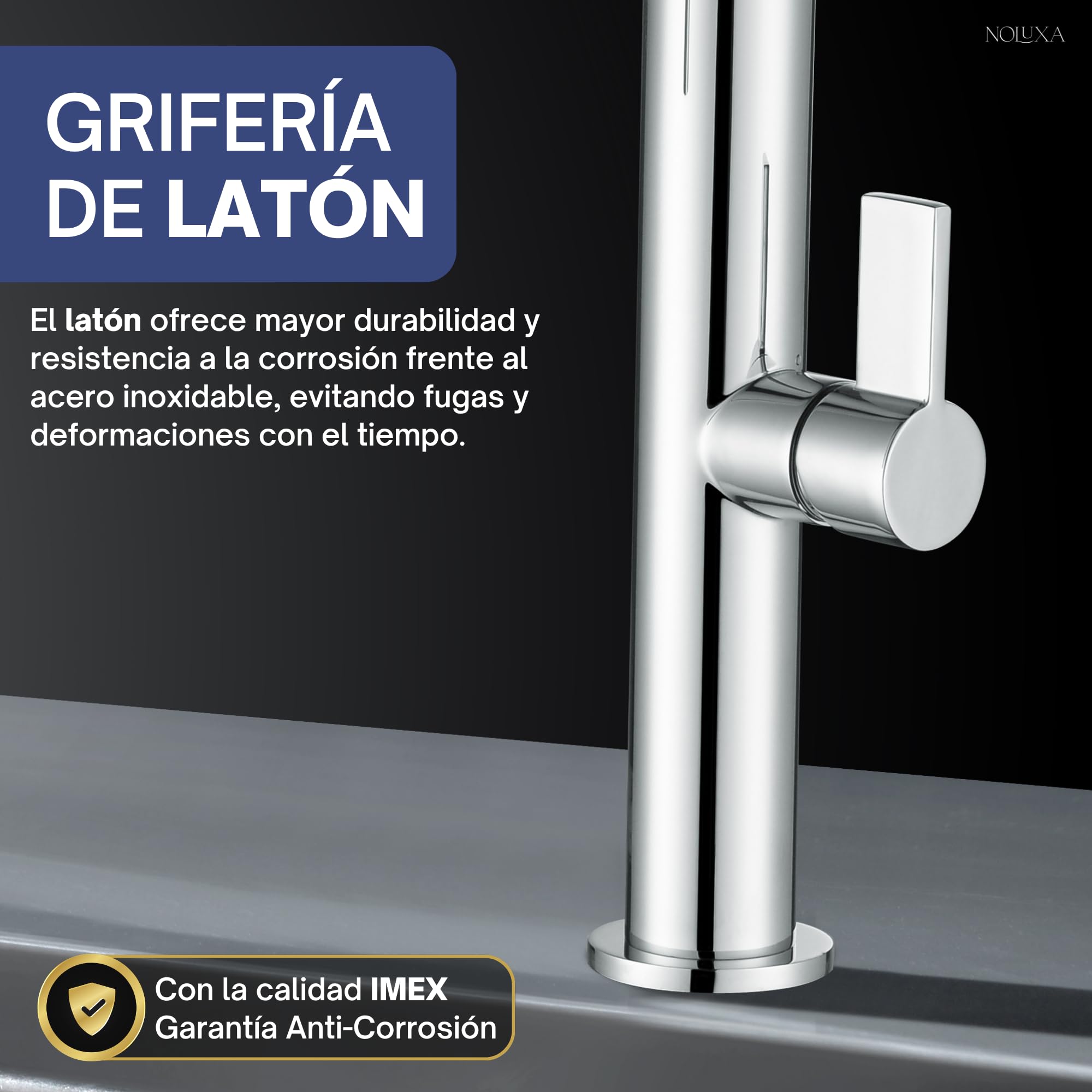 IMEX - Grifo Cocina Extraíble | Grifo Monomando Fregadero | Griferia Cocina con Ducha Flexible 360º | Grifería en Latón | Serie Laos | Color Cromado
