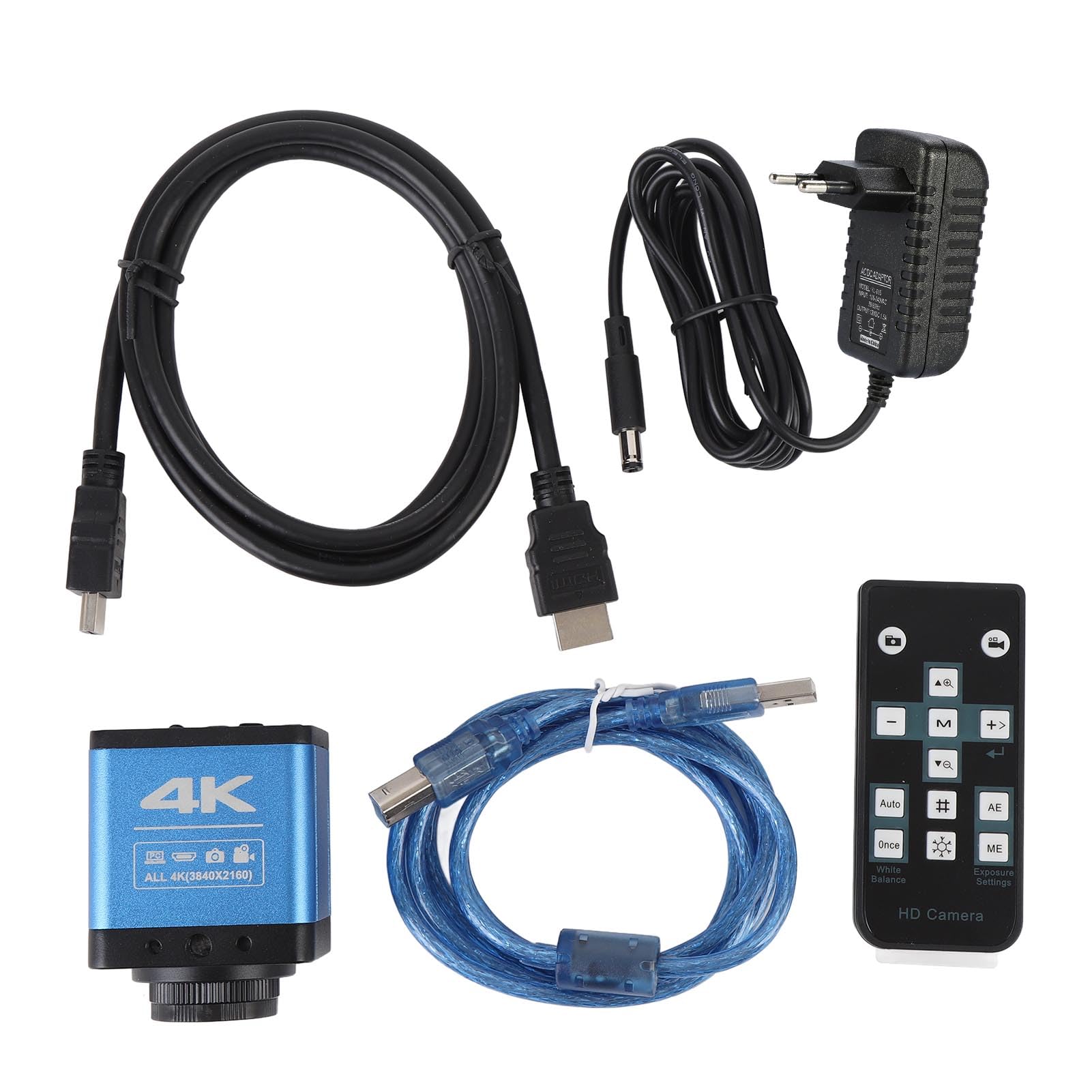 Akozon Cámara de Microscopio Industrial 8MP HD Multimedia USB 4X Zoom Cámara de Microscopio Digital para Inspección Profesional (Enchufe de la UE)