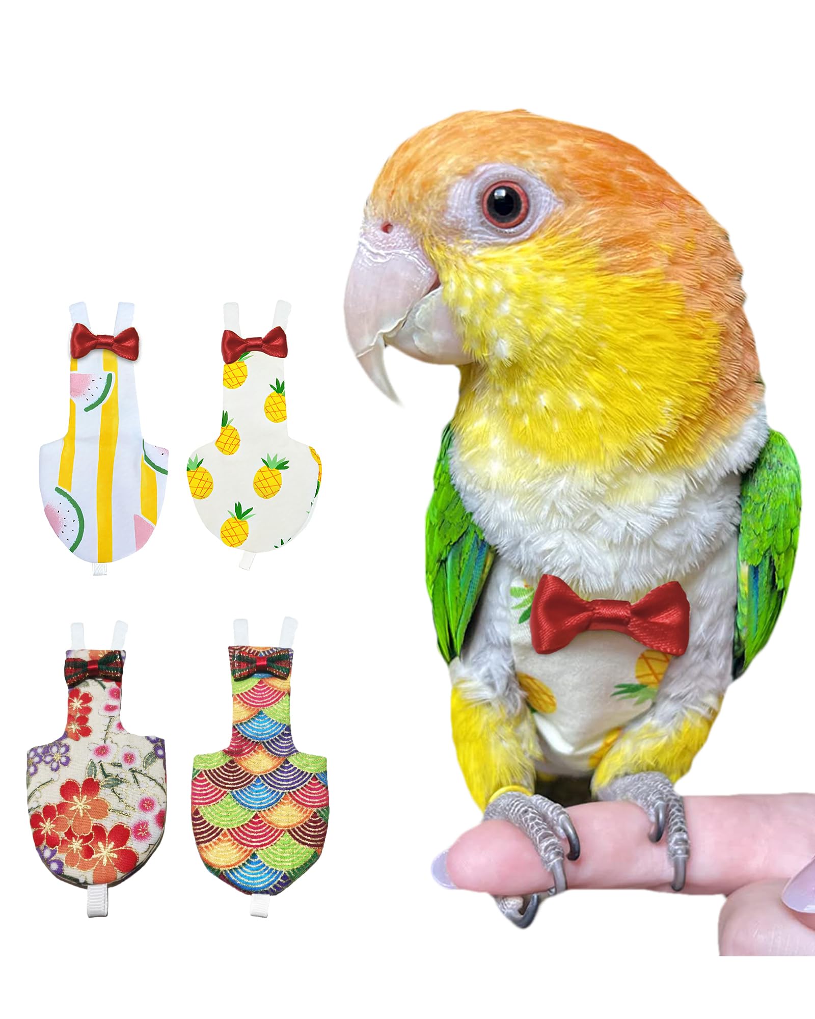 Lot De 6 Couches Réutilisables Pour Oiseaux - Perruches, Perroquets - élastique Ajustable - Lavable Imperméable - 7