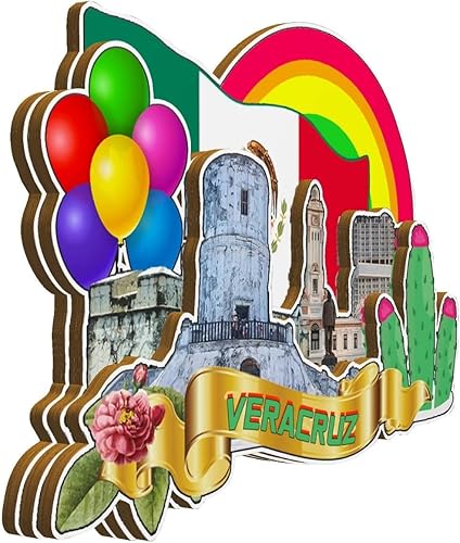 Miniatura 2 de Veracruz - Imán de madera para nevera, diseño de México, monumentos en 3D, recuerdos coleccionables, decoración hecha a mano, 2026