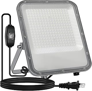 MAGOKORO LED投光器 屋外 作業灯 200W 2000W相当 極薄型 高輝度 26000lm 昼光色 IP66防水 180°広角 3Mスイッチ付電源コード付 看板灯 ワークライト 工事用ライト ledライト 灯光器 作業灯 外灯 集魚灯 駐車場用 倉庫照明 防犯灯 船舶 屋内 屋外作業 BBQ用 屋外照明 とうこうき 防水認証 PSE認証済 (昼光色, 200W-1個)