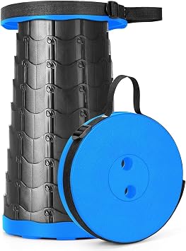 haoyuan Portable Folding Stool, Portable Folding Chair, Retractable Folding Chair, Camping, Fishing, Hiking, Barbecue, Outdoor, Indoor Kitchen (Blue)
