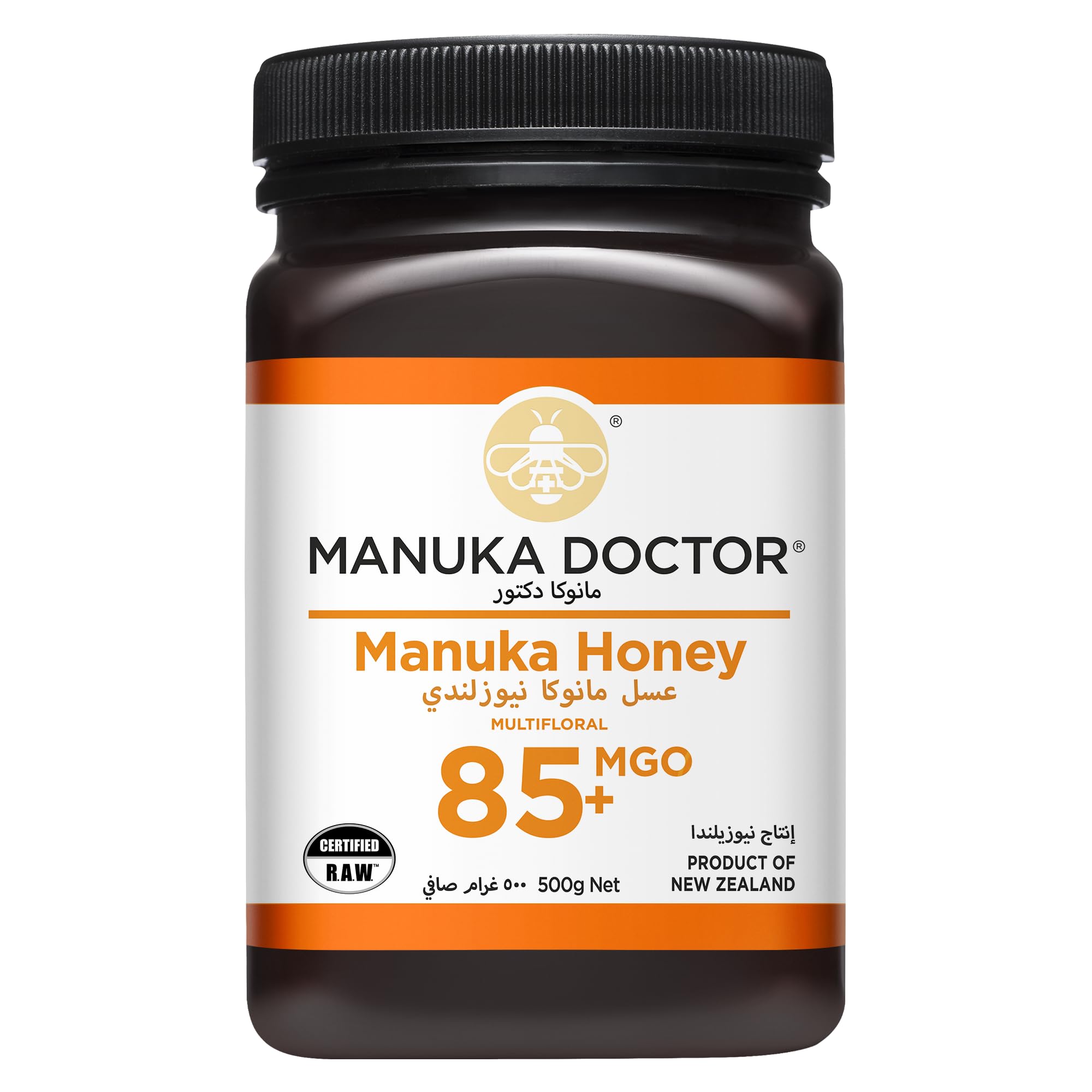 MANUKA DOCTOR - MGO 85+ Manuka Honey Multifloral, 100% Pure New Zealand Honey. Certified. Guaranteed. RAW. Non-GMO (500g) MGO 85+ 500g