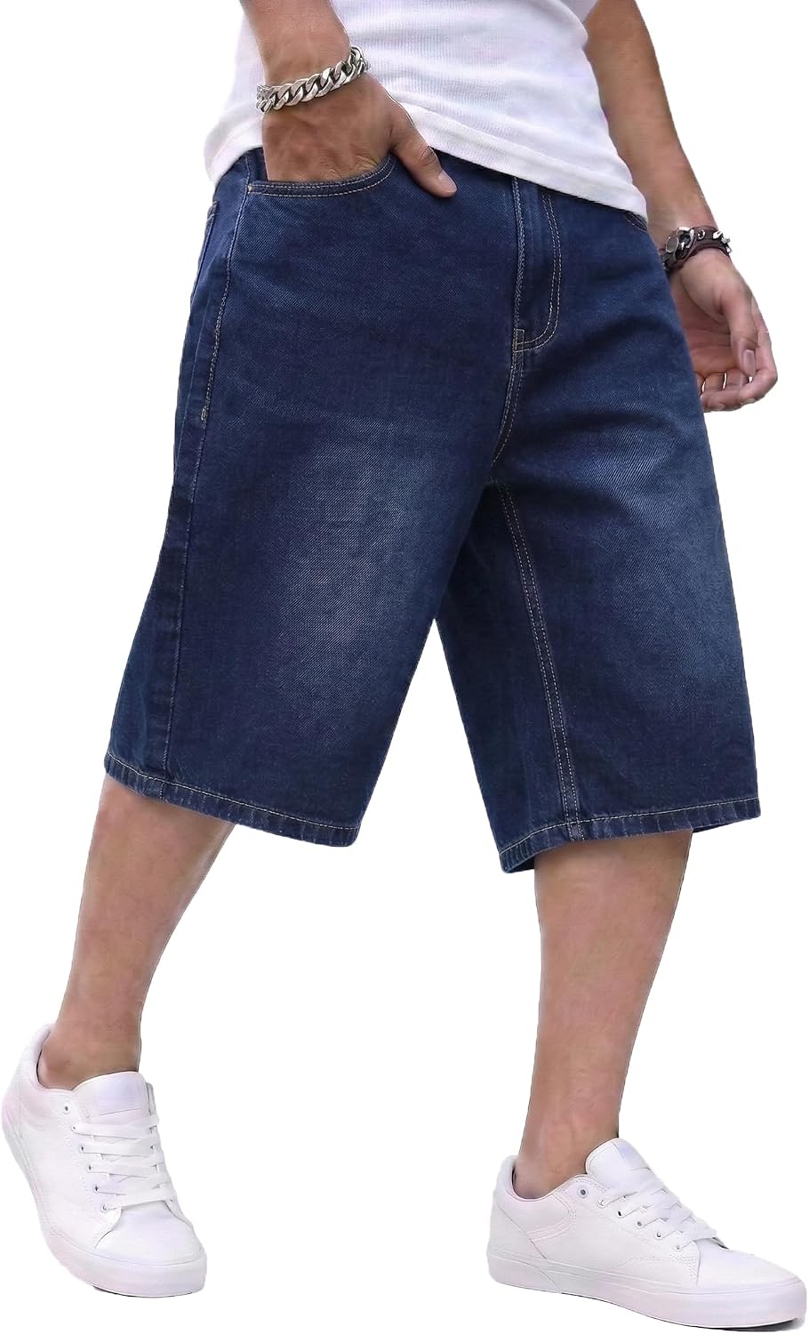 ANOTWENER Mens Baggy Jean Shorts Loose Fit Jorts Casual Dayily Long Denim Shorts